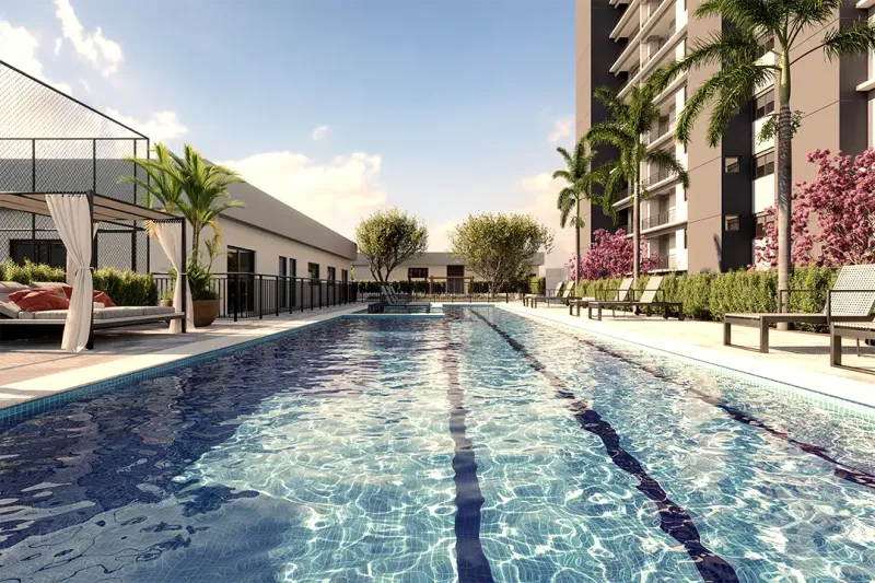 Piscina e área de lazer Residencial Solaris