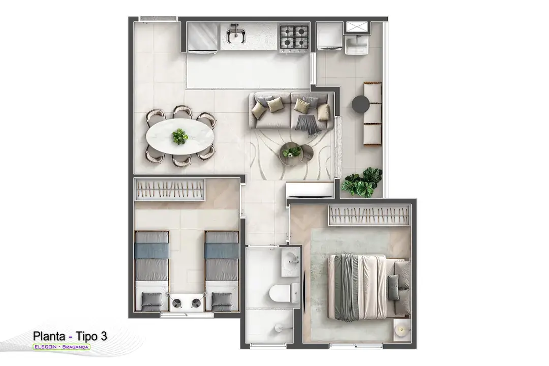 Planta 44,76m² - Residencial Solaris